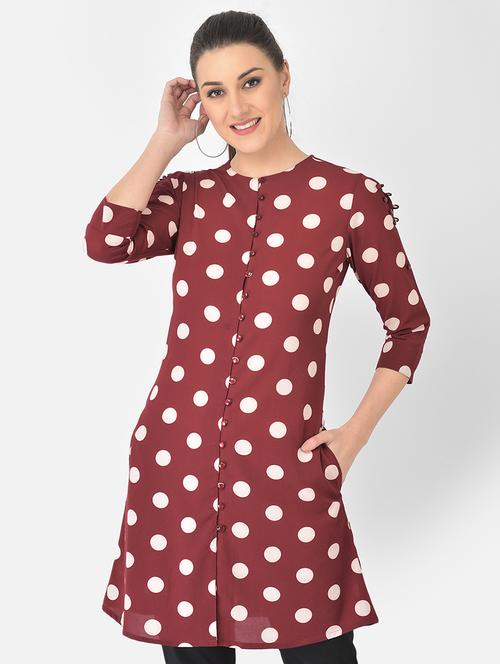 round neck polka dot a-line tunic - 18248257 - Very Small Image - 1
