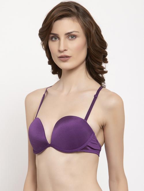 purple solid plunge bra - 18248385 - Very Small Image - 1