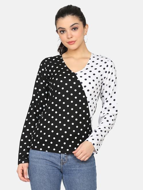 v neck polka dot top - 18248472 - Very Small Image - 1