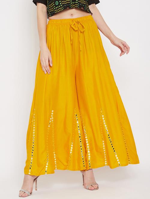 yellow rayon palazzos - 18249371 - Very Small Image - 1