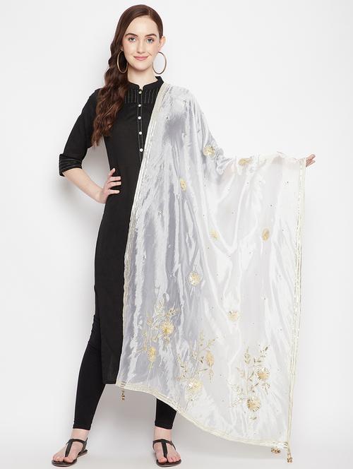 offwhite silk blend dupatta - 18249426 - Very Small Image - 1