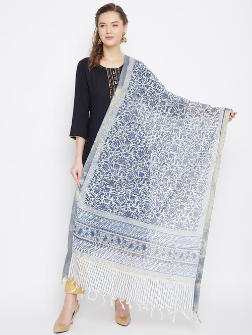 navy cotton dupatta - 18249456 - Very Small Image - 1