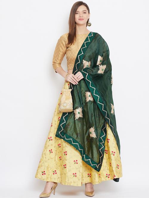 green silk blend dupatta - 18249461 - Very Small Image - 1