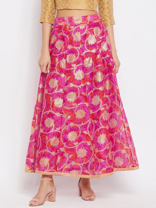 yellow silk blend flared skirt - 18249469 - Very Small Image - 1
