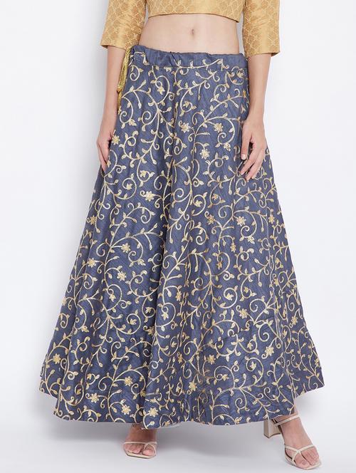 grey silk blend flared skirt - 18249472 - Very Small Image - 1