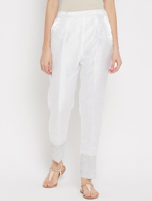 white solid mid rise trouser - 18249488 - Very Small Image - 1