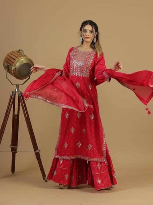 sharara for women red color modals - 18249546 - Very Small Image - 1