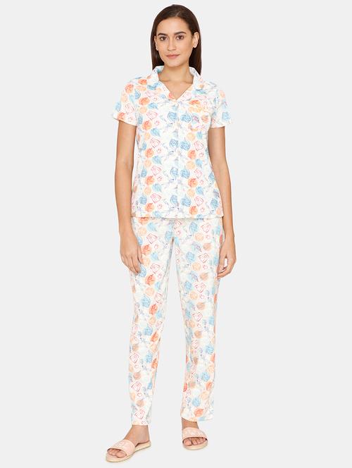 white printed nightwear pyjama set - 18249719 - Very Small Image - 1