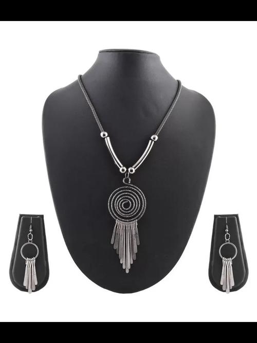 ladies metal necklaces and earrings set - 18249987 - Very Small Image - 1