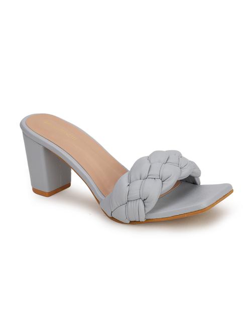 grey faux leather slip on sandals - 18250051 - Very Small Image - 1