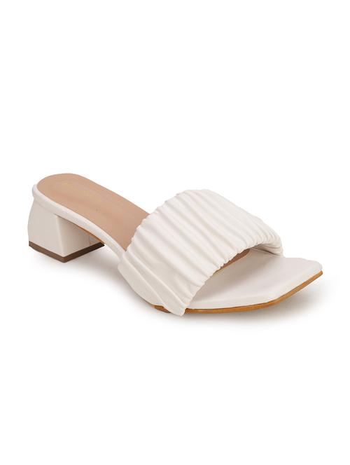 white faux leather slip on sandals - 18250052 - Very Small Image - 1