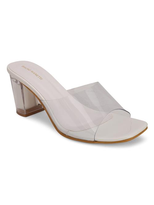 white pu slip on sandals - 18250073 - Very Small Image - 1
