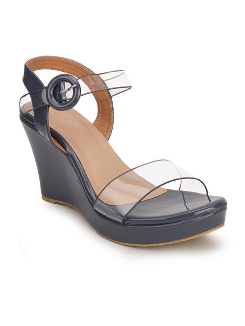 navy pu slip on sandals - 18250074 - Very Small Image - 1