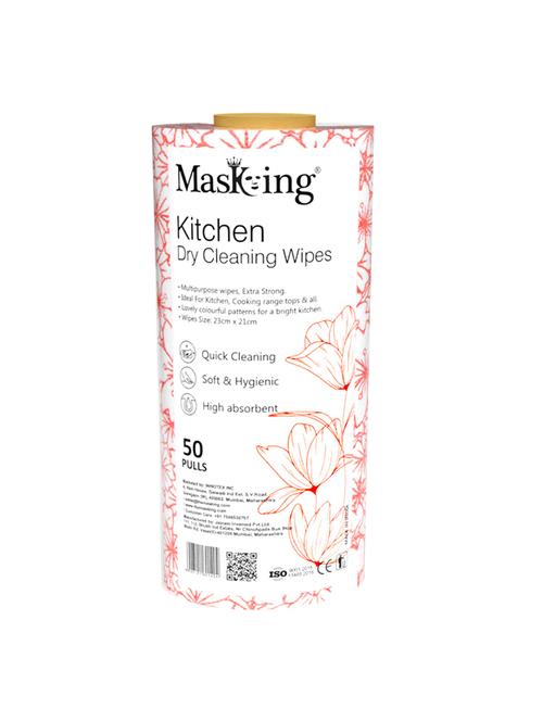 masking kitchen dry cleaning roll wipes towel reusable washable for multipurpose cleaning tissue red flower 50 pulls sheet - 18250747 - Very Small Image - 1