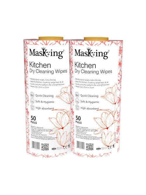 masking kitchen dry cleaning roll wipes towel reusable washable for multipurpose cleaning tissue red flower 100 pulls sheet - 18250748 - Very Small Image - 1