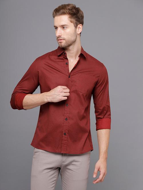 maroon printed casual shirt - 18250788 - Very Small Image - 1