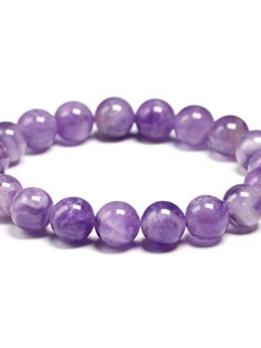 kesar zems natural amethyst stone stretchable bracelet with certificate for unisex. - 18250842 - Very Small Image - 1