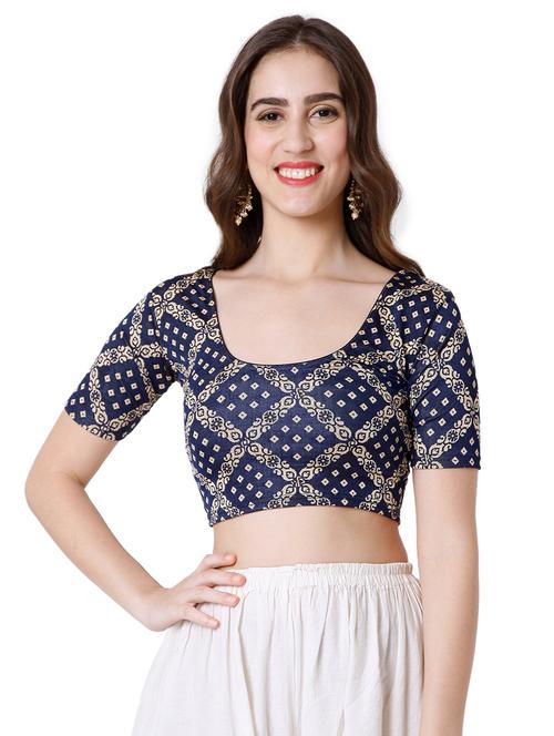 navy blue printed blouse - 18251058 - Very Small Image - 1