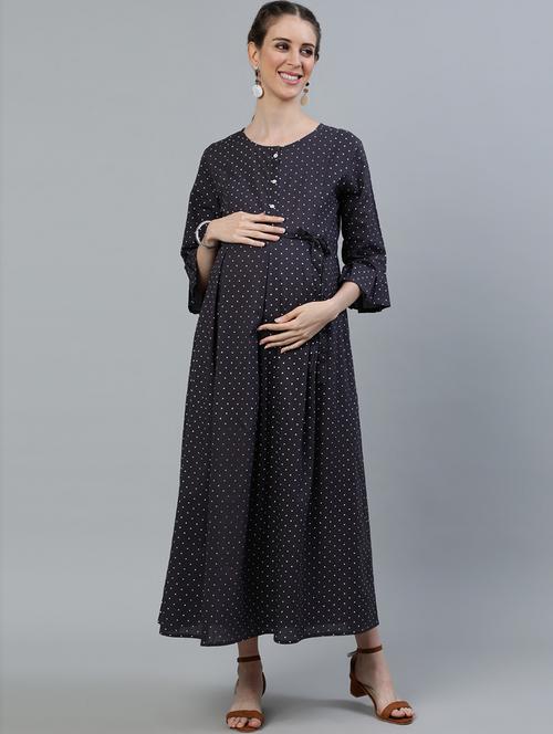 grey polka dot fit & flare dress - 18251129 - Very Small Image - 1