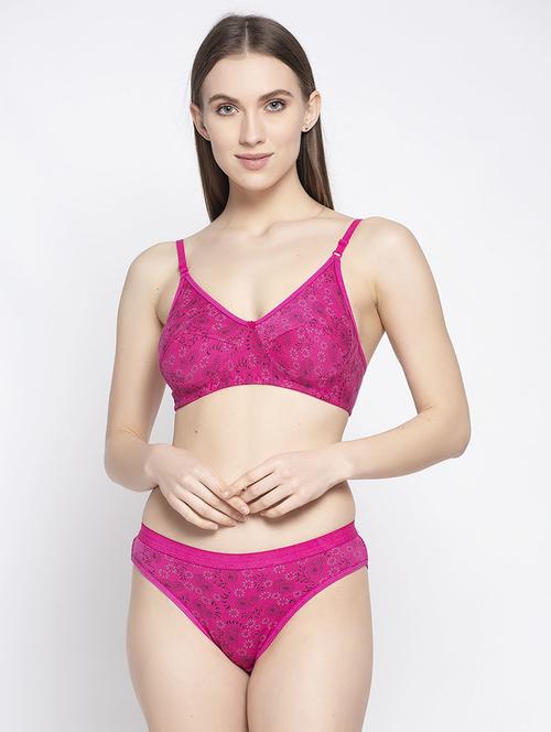 pink polyester bras and panty set - 18251179 - Very Small Image - 1
