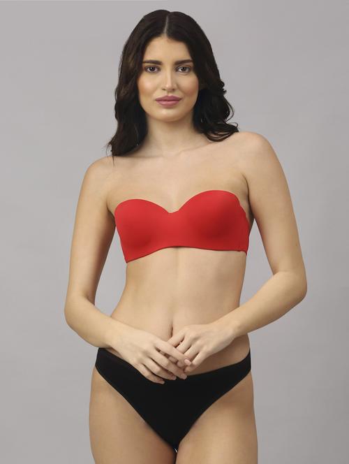 red solid bras and panty set - 18251228 - Very Small Image - 1