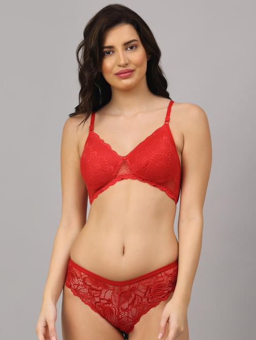 red lace bras and panty set - 18251290 - Very Small Image - 1