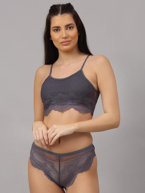 grey lace bras and panty set - 18251299 - Very Small Image - 1