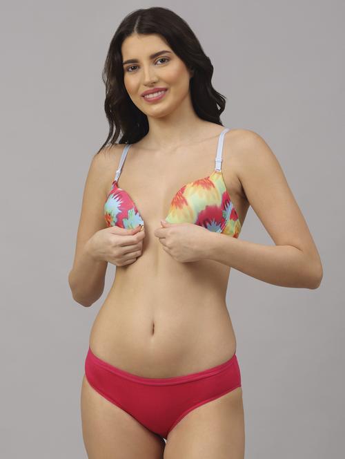 multi colored polyester bra and panty set - 18251308 - Very Small Image - 1