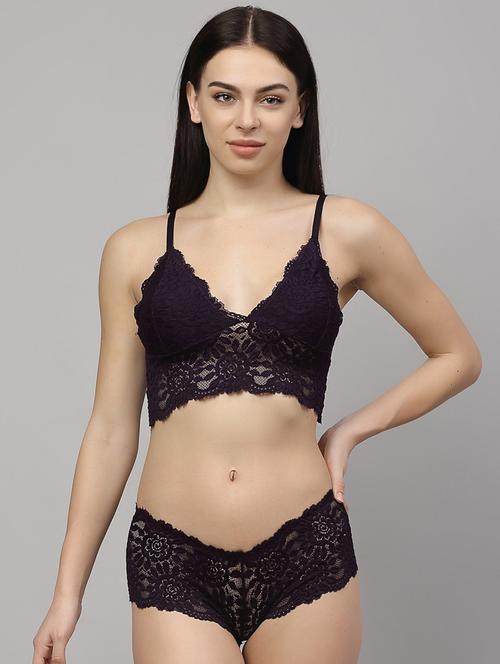 purple lace bras and panty set - 18251330 - Very Small Image - 1