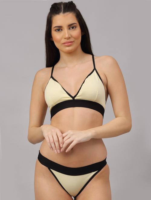 yellow cotton bras and panty set - 18251336 - Very Small Image - 1
