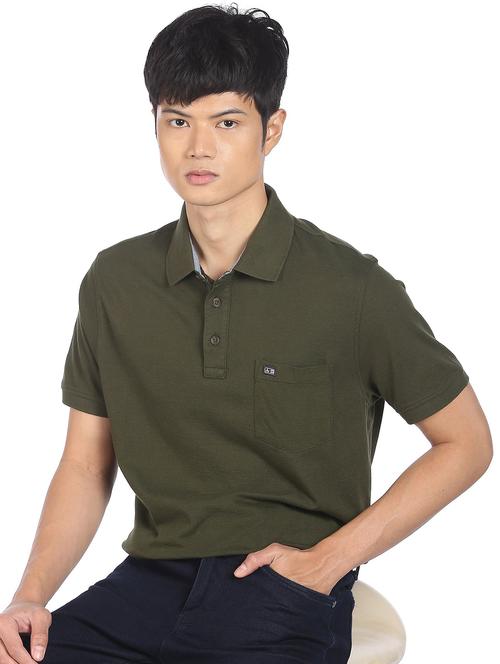 green solid polo t-shirt - 18252299 - Very Small Image - 1
