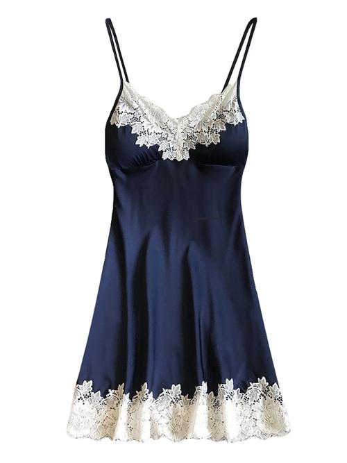 ladies satin nighties blue color - 18253118 - Very Small Image - 1