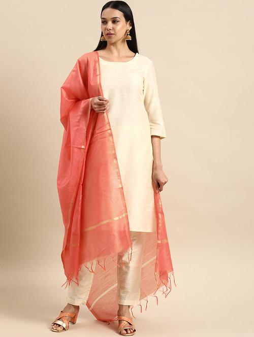 pink silk blend dupatta - 18253755 - Very Small Image - 1