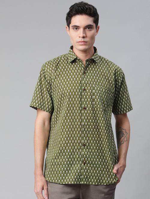 mens micro print casual shirt - 18253764 - Very Small Image - 1