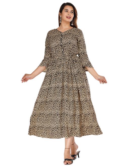 v-neck animal a-line dress - 18253919 - Very Small Image - 1