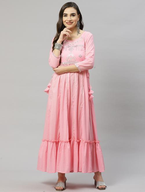 embroidered tiered ethnic dress - 18253945 - Very Small Image - 1