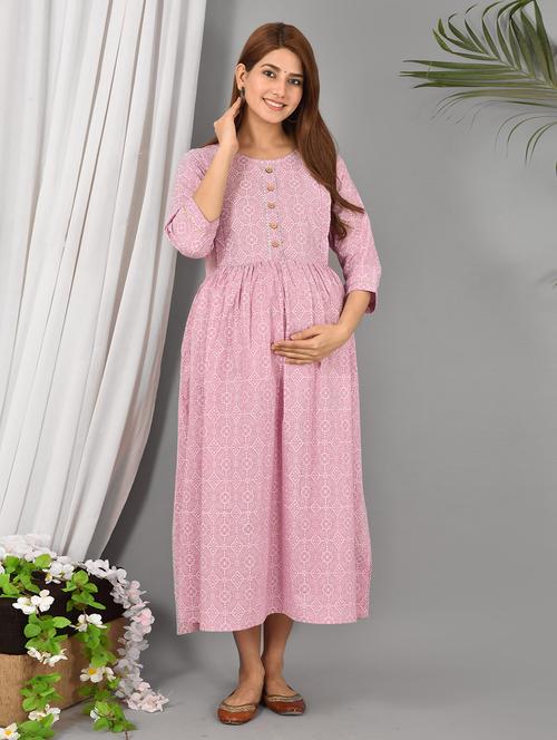 pink printed maternity wear - 18254089 - Very Small Image - 1