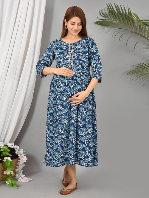 round neck printed maternity wear - 18254092 - Very Small Image - 1