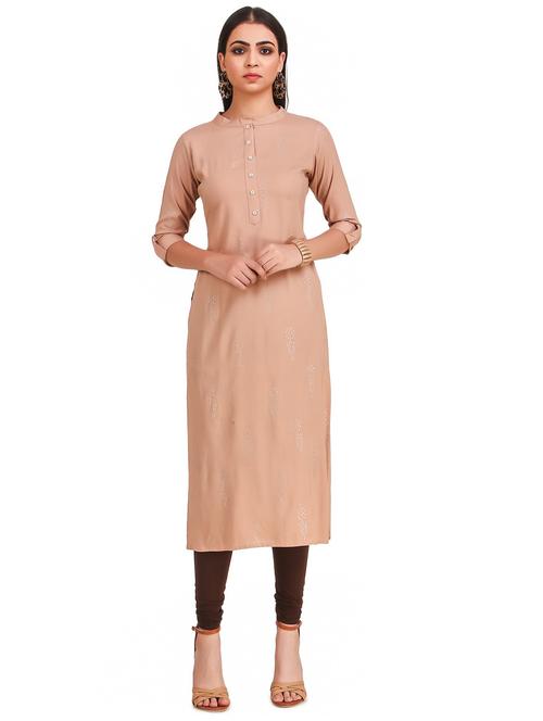 brown solid straight kurta - 18254346 - Very Small Image - 1