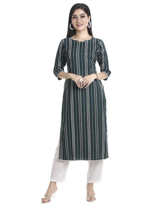 green striped straight kurta - 18254376 - Very Small Image - 1