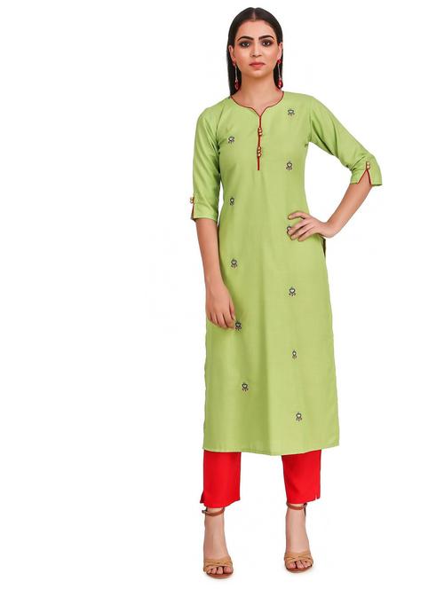 green solid straight kurta - 18254379 - Very Small Image - 1