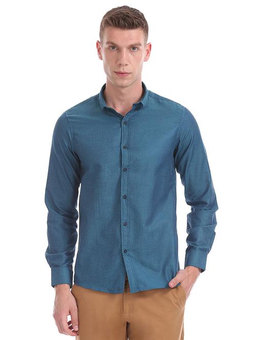 teal printed casual shirt - 18254691 - Very Small Image - 1
