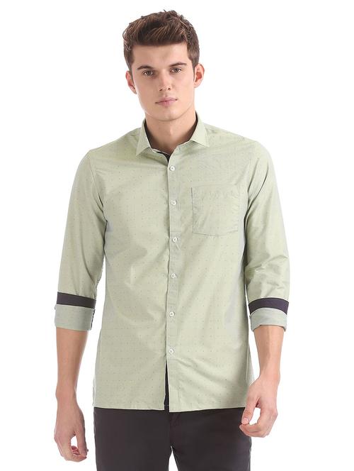 olive-green printed casual shirt - 18254819 - Very Small Image - 1
