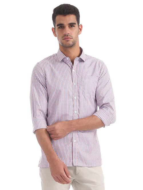 orange checkered casual shirt - 18254865 - Very Small Image - 1