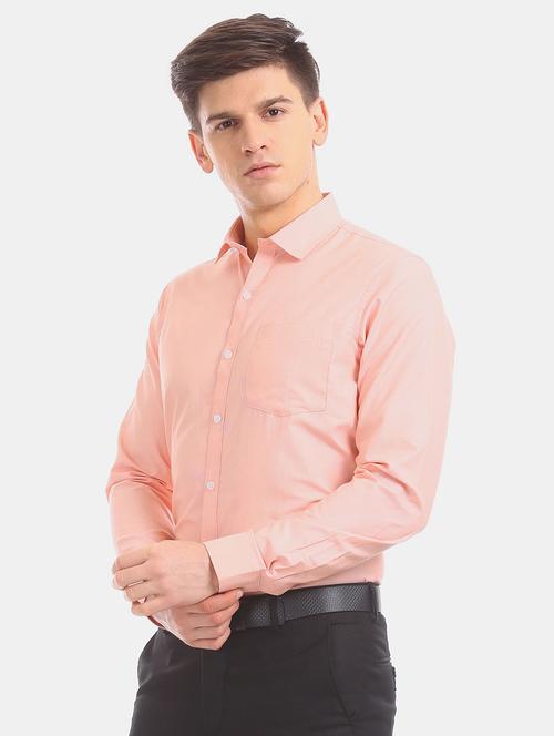 orange solid casual shirt - 18254872 - Very Small Image - 1
