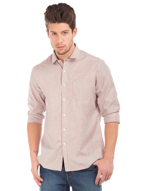 nude brown striped formal shirt - 18255741 - Very Small Image - 1
