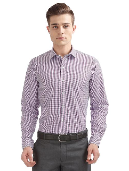 purple checkered formal shirt - 18255937 - Very Small Image - 1