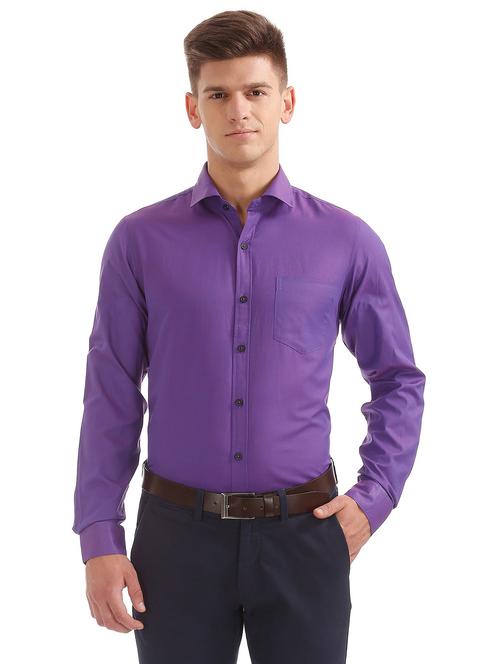 purple solid formal shirt - 18256040 - Very Small Image - 1