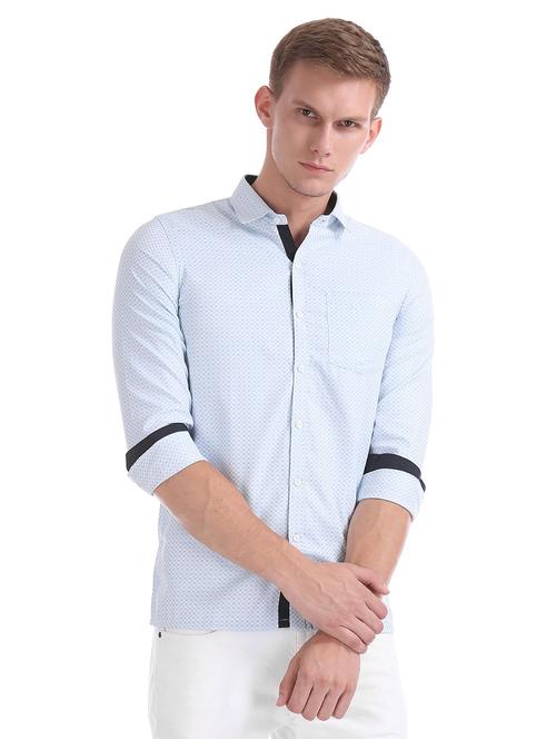 light-blue printed formal shirt - 18256083 - Very Small Image - 1