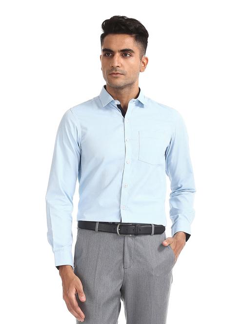 light-blue solid formal shirt - 18256084 - Very Small Image - 1